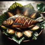Nationalgericht Tuvalu: #Roasted Fish with Taro Leaves# (Rezept)
