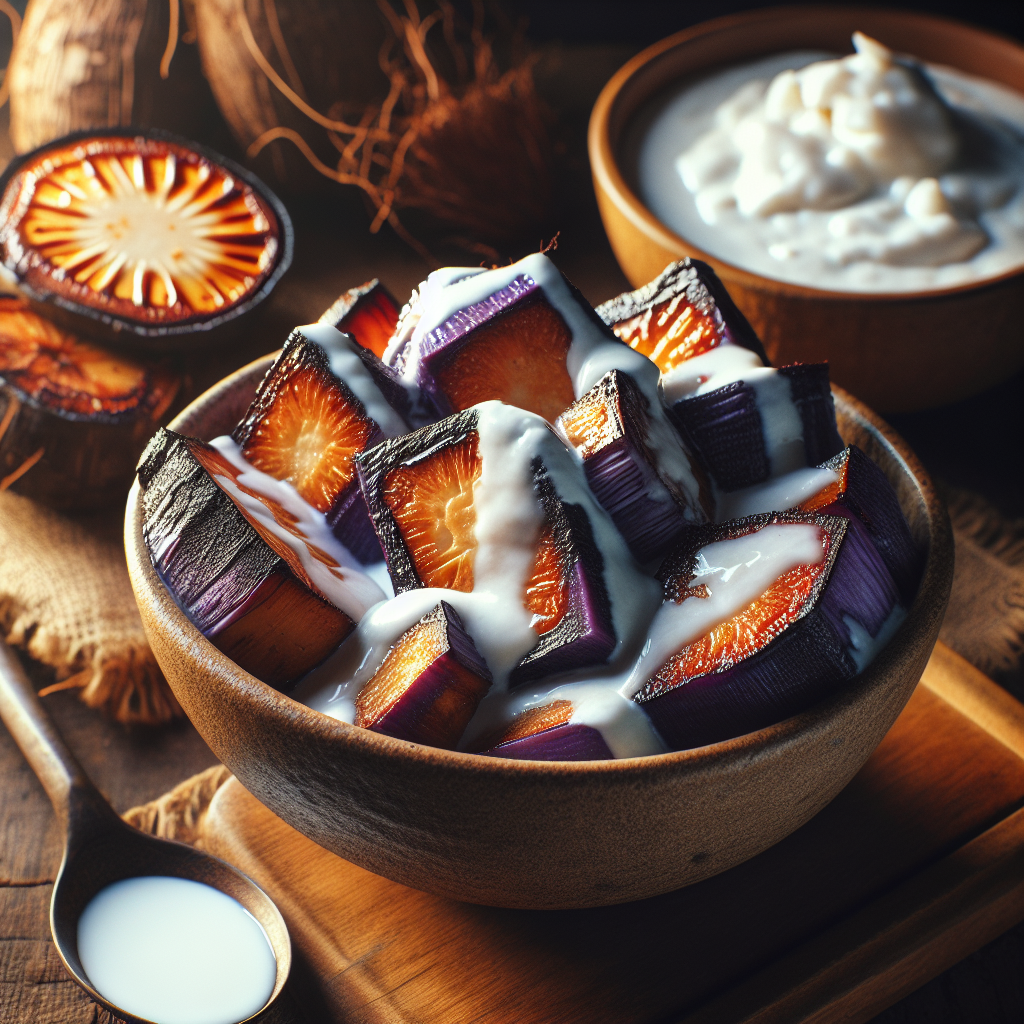 Nationalgericht Tuvalu: Roasted Taro with Coconut Cream (Rezept)