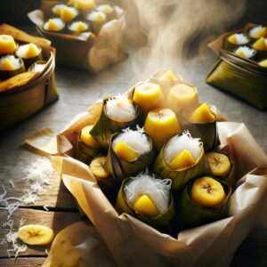 Nationalgericht Tuvalu: #Steamed Banana and Coconut Parcels# (Rezept)