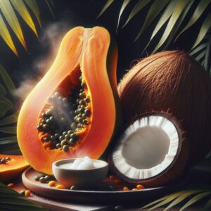 Nationalgericht Vanuatu: #Steamed Papaya and Coconut# (Rezept)