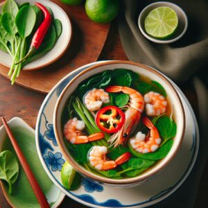Nationalgericht Vietnam: #Canh Rau Den Nau Tom# (Rezept)