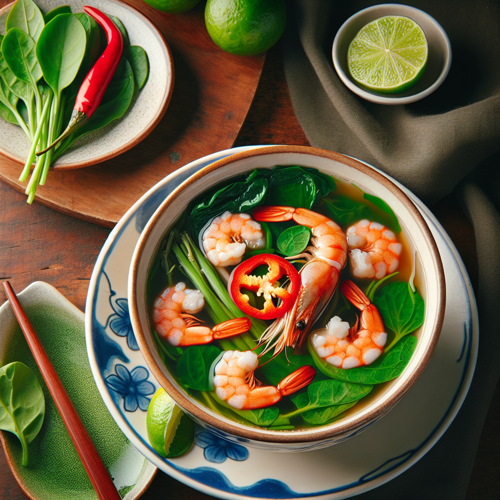 Nationalgericht Vietnam: Canh Rau Den Nau Tom (Rezept)