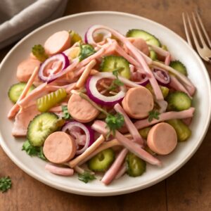 Nationalgericht Deutschland: #Wiener Würstchen Salat# (DDR Rezept)