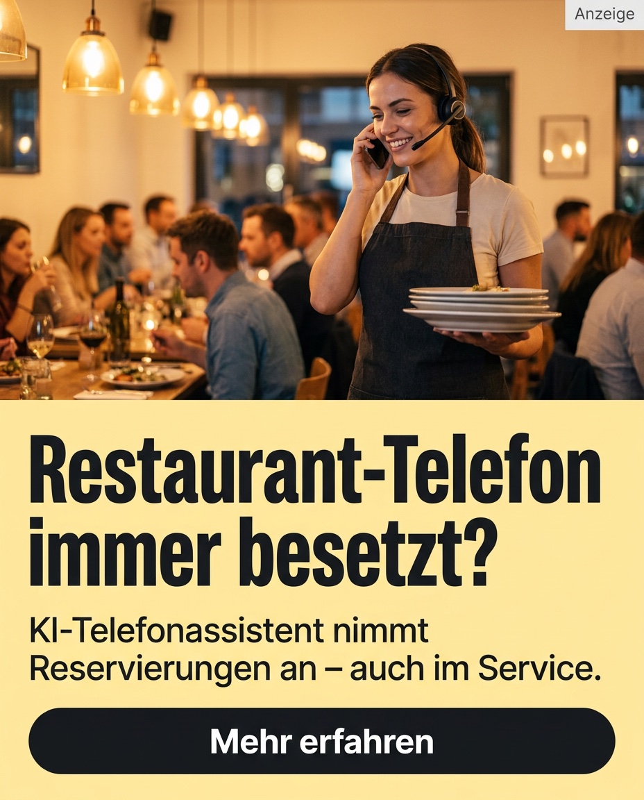 Restaurant-Telefon immer besetzt? KI-Telefonassistent nimmt Reservierungen an – auch im Service.