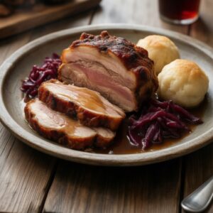 Nationalgericht Deutschland: Schweinebraten mit Knödeln (Rezept)