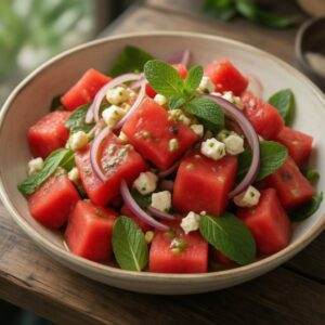 Nationalgericht Fiji: Wassermelonen-Feta-Salat (Rezept)
