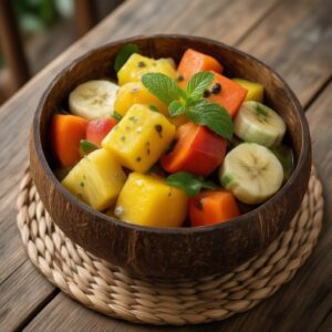 Nationalgericht Mikronesien: Frischer Obstsalat mit Minze (Rezept)