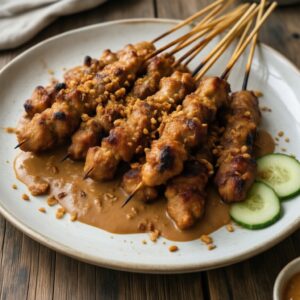 Nationalgericht Niederlande: Satay-Spieße mit Erdnusssauce (Rezept)