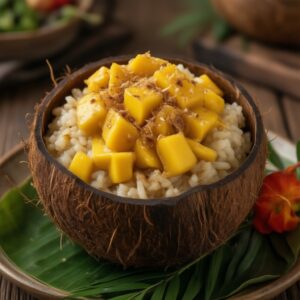 Nationalgericht Salomonen: Kokosreis mit Mango (Rezept)