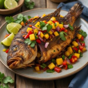 Nationalgericht Turks und Caicos: Gegrillter Fisch mit Mango-Salsa (Rezept)