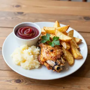Nationalgericht Belgien: Kip met Frieten en Appelmoes (Rezept)