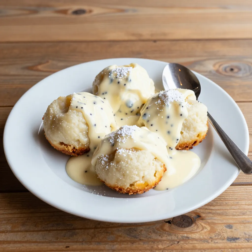 Nationalgericht Deutschland: Dampfnudeln mit Vanillesauce (Rezept)