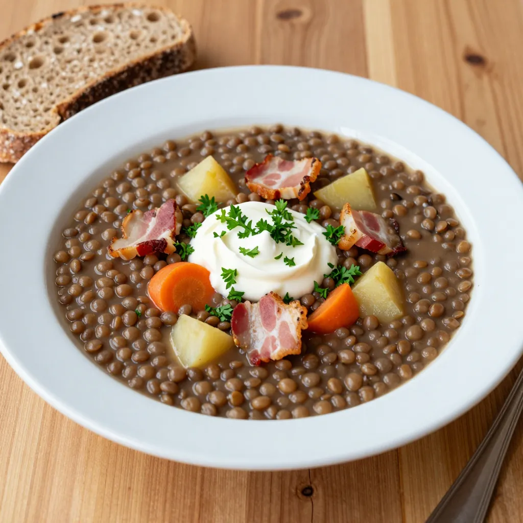 Nationalgericht Deutschland: Süßsaure schlesische Linsensuppe (Rezept)