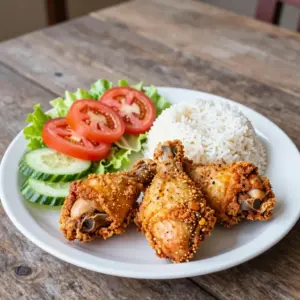 Nationalgericht El Salvador: Pollo dorado con arroz y ensalada (Rezept)