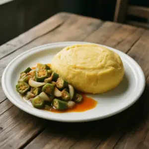 Nationalgericht Elfenbeinküste: Pâte de Maïs avec Sauce Gombo (Rezept)