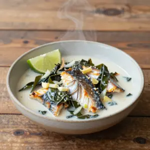 Nationalgericht Fiji: Smoked Fish with Taro Leaves (Rezept)