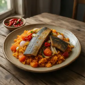 Nationalgericht Gambia: Reis mit geräuchertem Fisch (Rezept)