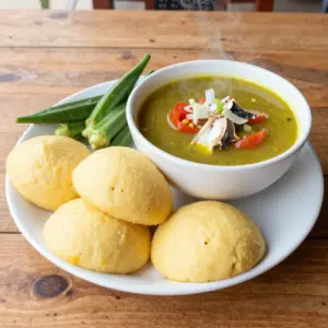 Nationalgericht Ghana: Akple with Okro Soup (Rezept)