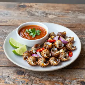 Nationalgericht Ghana: Fried Snails mit Pepper Sauce (Rezept)