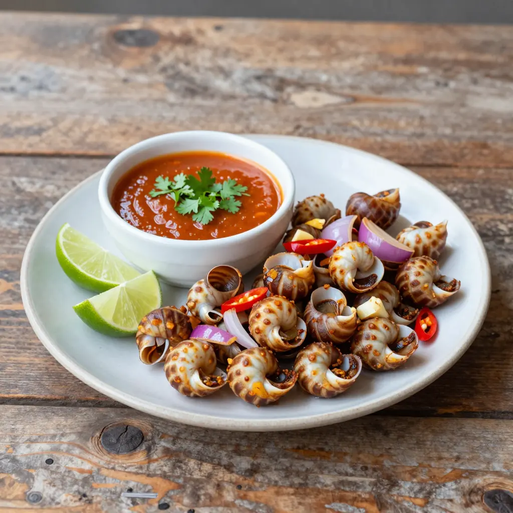 Nationalgericht Ghana: Fried Snails mit Pepper Sauce (Rezept)
