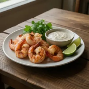 Nationalgericht Nauru: Gegrillte Garnelen mit Kokosdip (Rezept)
