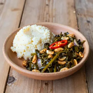 Nationalgericht Sambia: Pumpkin Leaves with Groundnuts (Rezept)