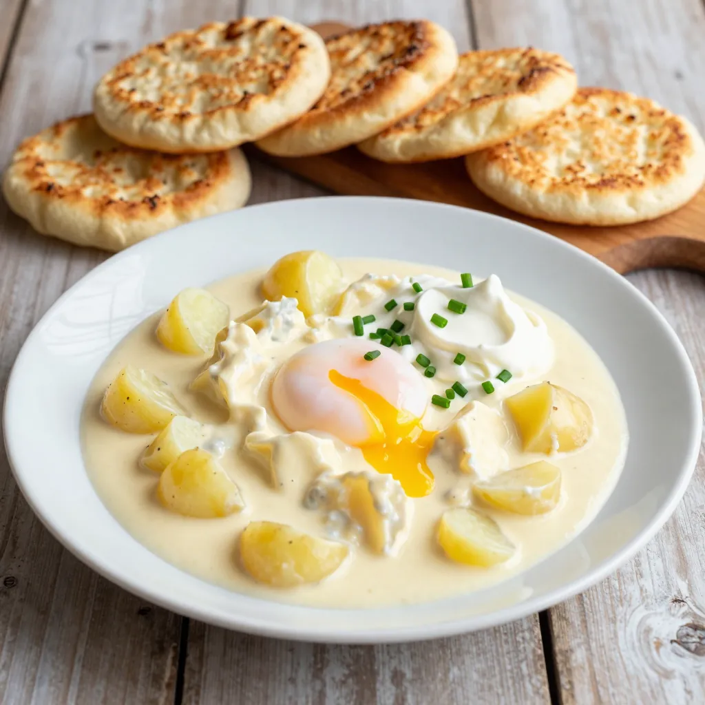 Nationalgericht Serbien: Saure Grumbiere mit Pfannkuchen (Rezept)