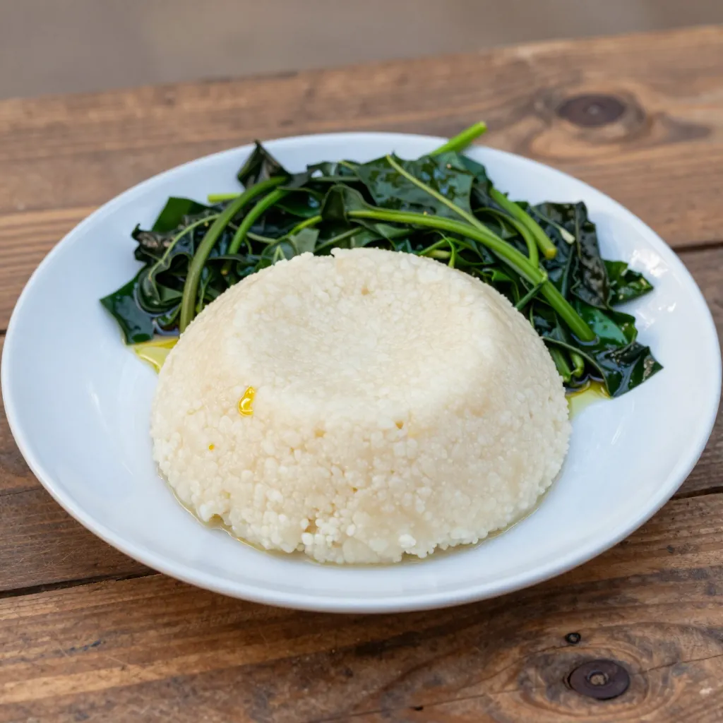 Nationalgericht Simbabwe: Sadza with Wild Vegetables (Rezept)