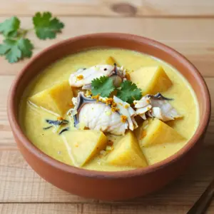Nationalgericht Tuvalu: Breadfruit Curry with Fish (Rezept)