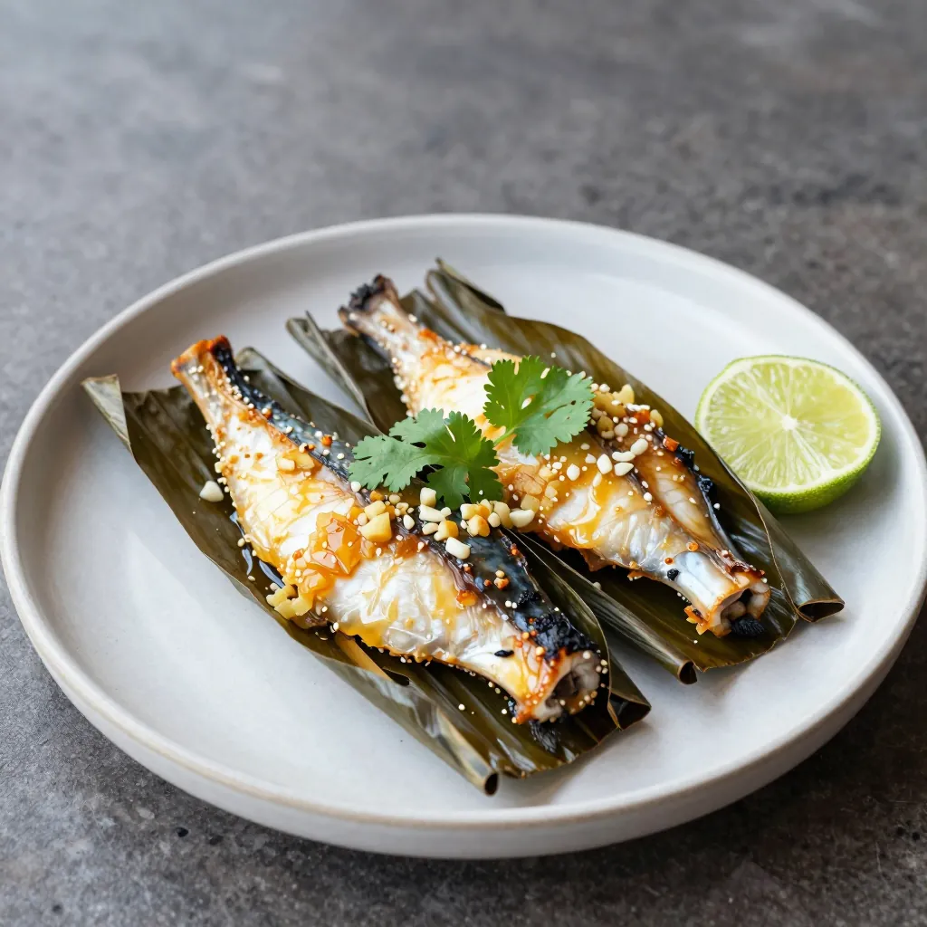 Nationalgericht Tuvalu: Smoked Fish in Banana Leaves (Rezept)