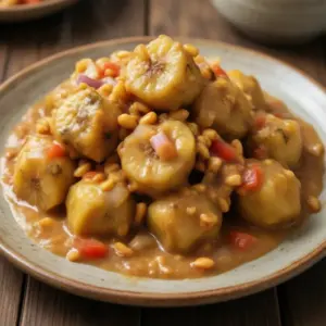 Nationalgericht Uganda: Matoke mit Erdnusssauce (Rezept)